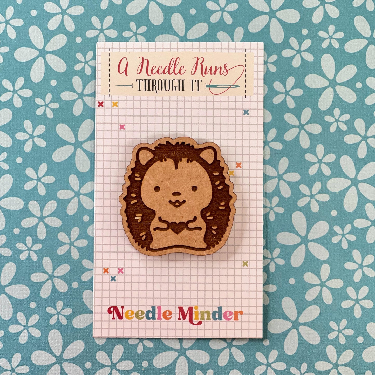 Cross Stitch Needle Minder, Cute hedgehog needle minder, Wood Magnetic Needle Minder. Hand embroidery, Needle Keeper. cross stitch hedgehog