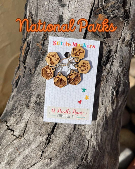 National Parks Knitting or crochet Stitch markers set, take a hike stitch markers, crochet clasp marker, progress keepers