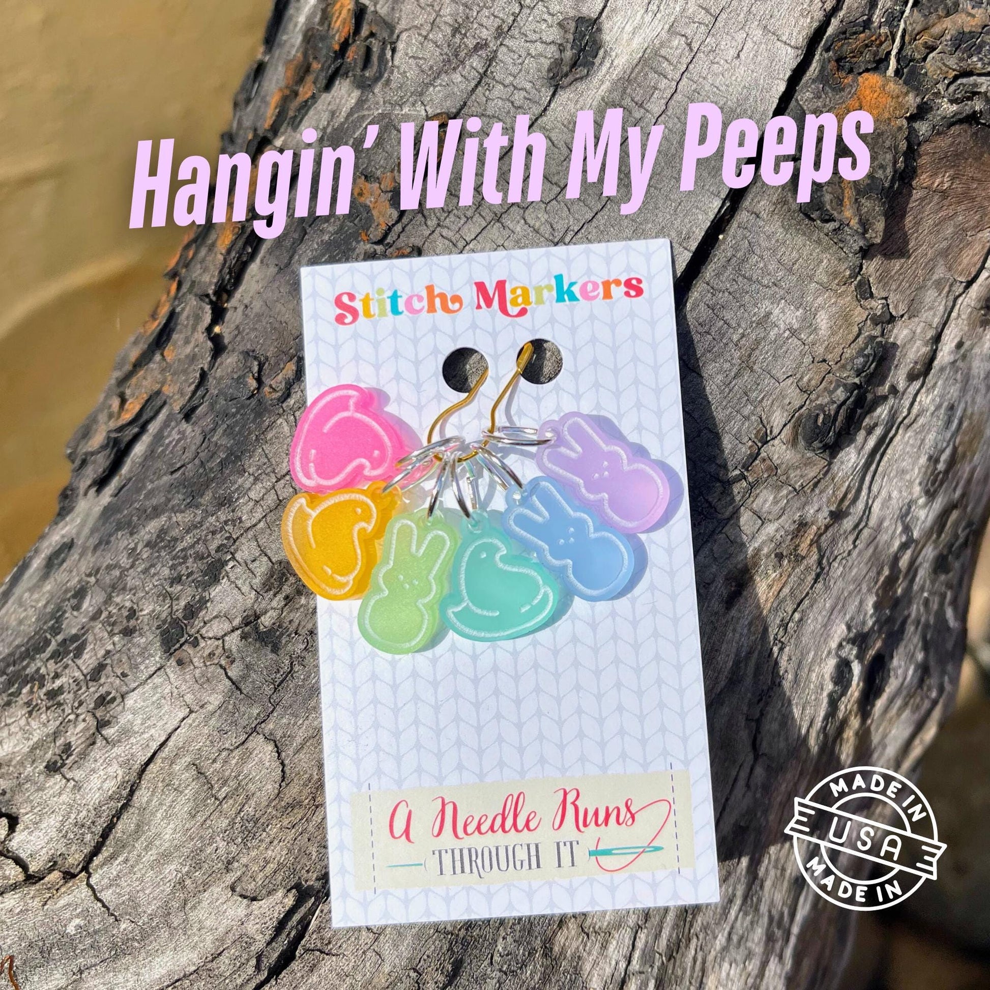 Peeps stitch markers for knitting or crochet. Progress keepers Hanging with my peeps. Easter peeps stitch markers. Cute Color Stitch markers