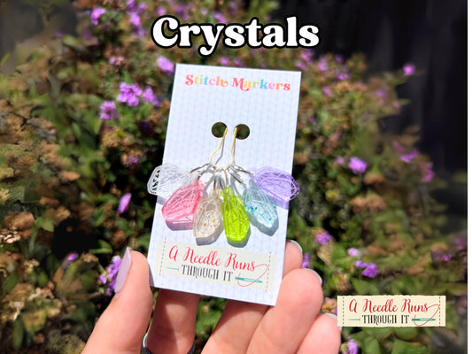 Crystals Knitting or crochet Stitch markers set, magical witchy stitch markers, crochet clasp marker, progress keepers