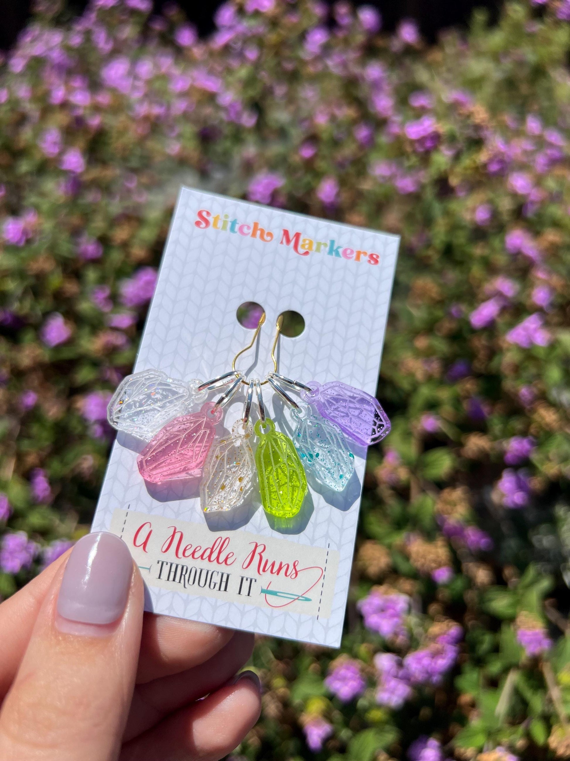 Crystals Knitting or crochet Stitch markers set, magical witchy stitch markers, crochet clasp marker, progress keepers