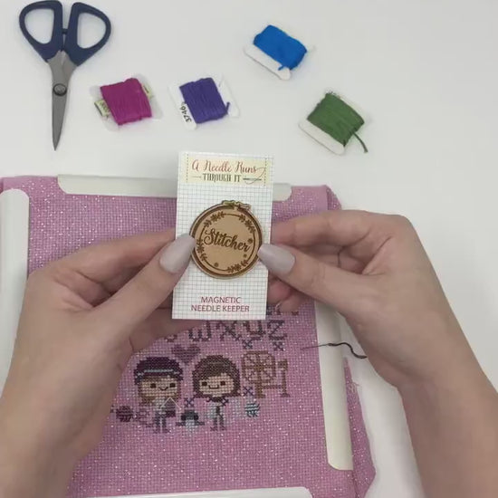 Cross Stitch Needle Minder, Coffee Cup, Wood Magnetic Needle Minder. Hand embroidery, Needle Keeper. Embroidery Needle minder, i love coffee