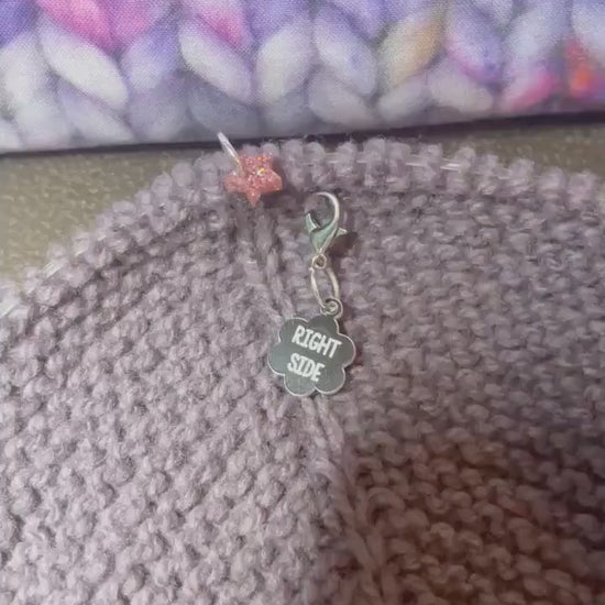 Right Side, Wrong side stitch marker set. front back knitting markers, progress keepers, Left-Right stitch markers