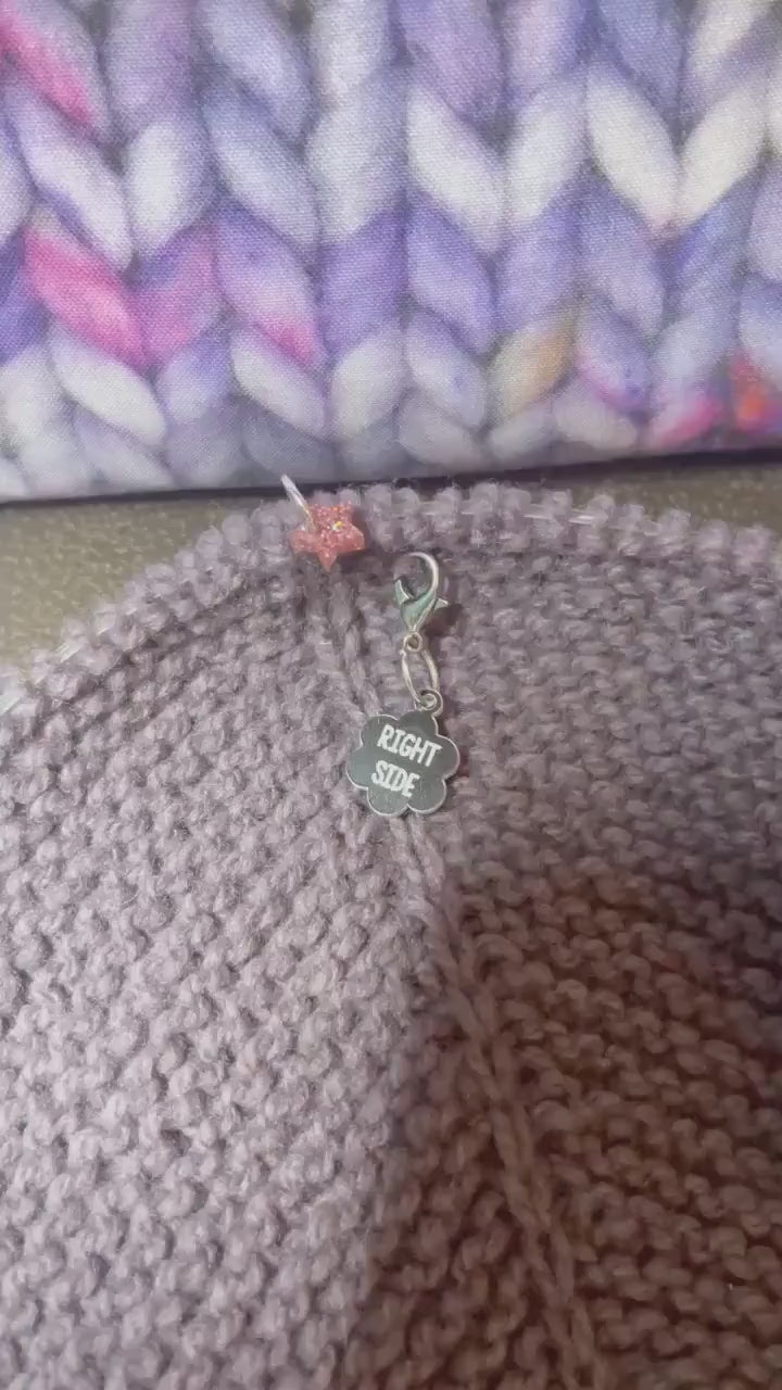 Right Side, Wrong side stitch marker set. front back knitting markers, progress keepers, Left-Right stitch markers