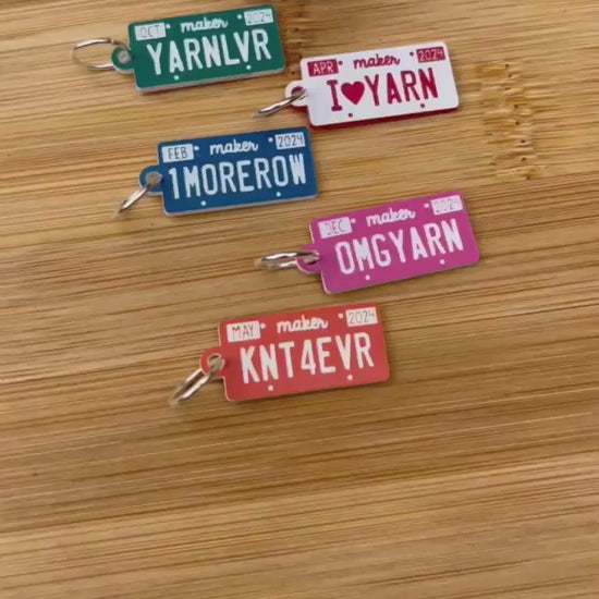 Knitting License plate stitch markers for knitting. Fun Stitch Markers. Cute Color Stitch markers.Progress keepers, cool knitting st markers
