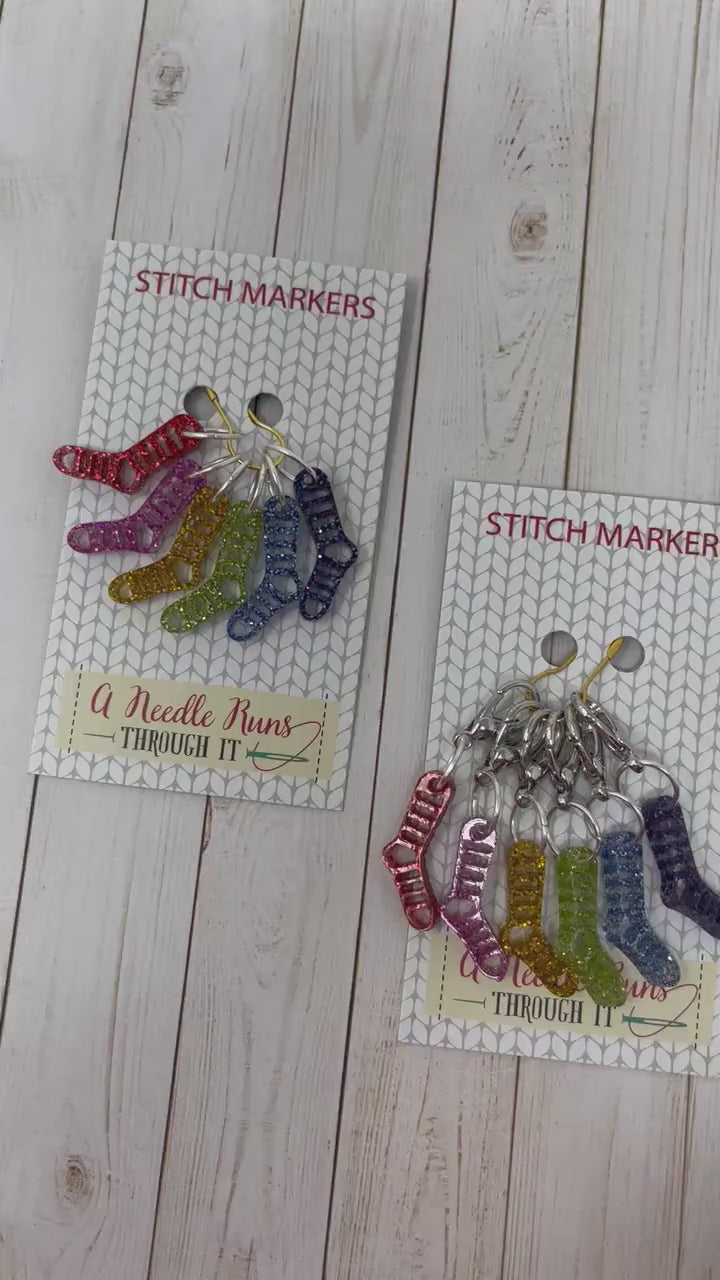 Tiny Sparkle rainbow sock stitch marker set for Knitting and crochet, Stitch markers for knitting, Progress keeper knitting markers