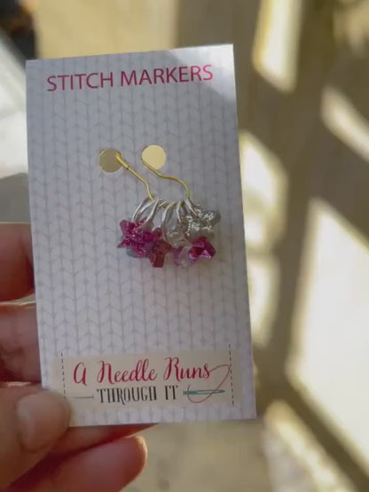 Tiny sparkle stars stitch markers for knitting or crochet. Sparkle Acrylic stitch markers. Tiny stars progress keepers.