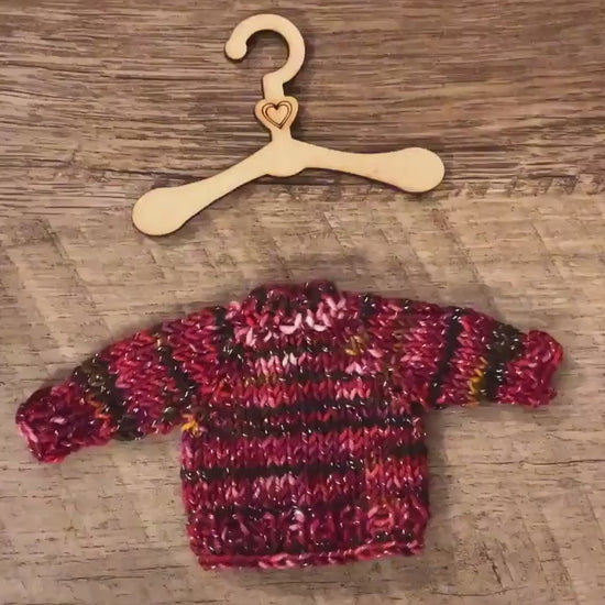 Tiny Sweater wood hanger for knitted sweater ornaments. Holiday Christmas decoration. Cute ornament wooden hanger for tiny knitted sweaters