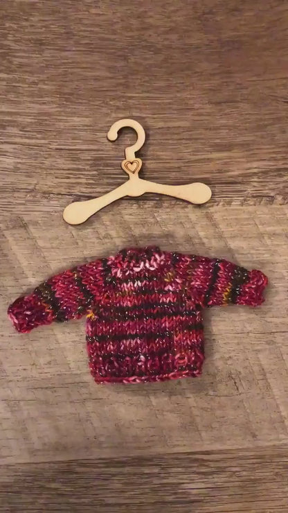 Tiny Sweater wood hanger for knitted sweater ornaments. Holiday Christmas decoration. Cute ornament wooden hanger for tiny knitted sweaters