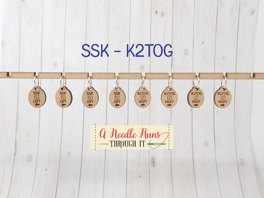 Sweater Decrease stitch markers ssk, k2tog